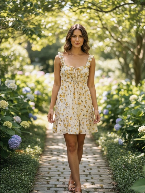 Sim & Sam Dresses & Skirts - NWT Yellow Floral Sundress with Ruffle Hem by Sim & Sam! XS! NEW!